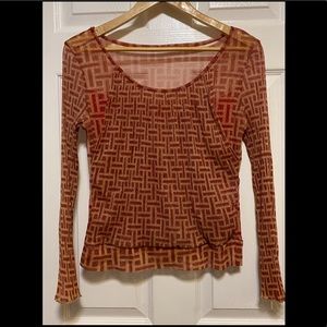 Red and gold glitter design blouse